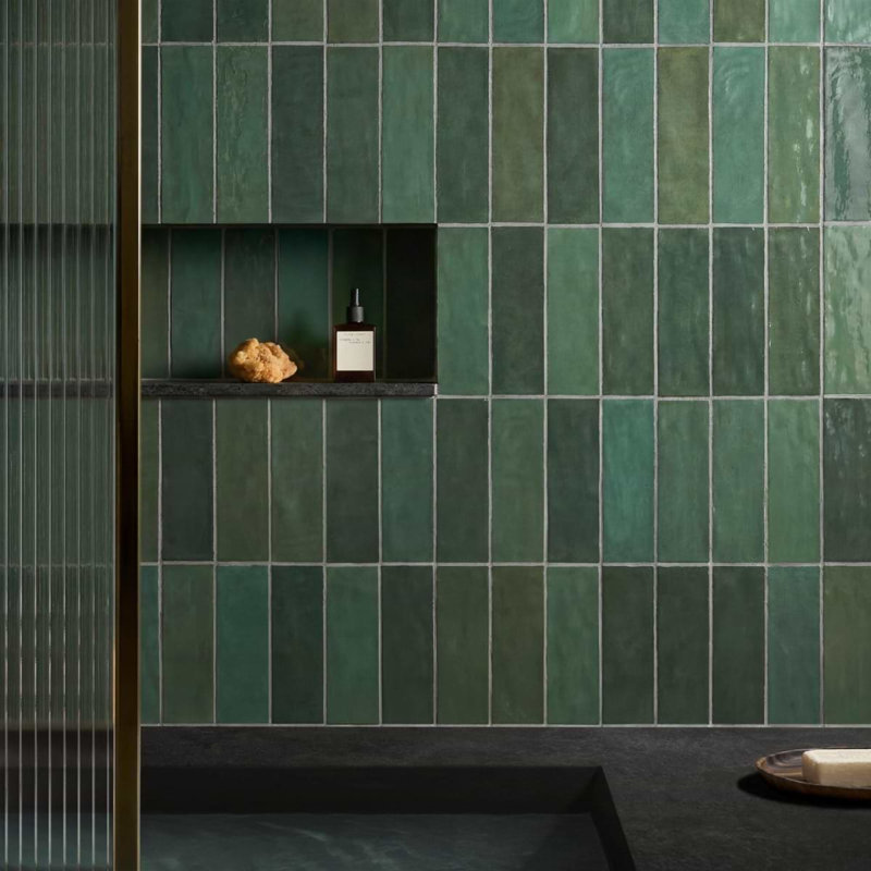 Portmore 3x8 Glazed Ceramic Tile, Green