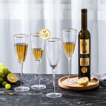 Hammered Champagne Flute - Handcrafted Triangular Glassware for
