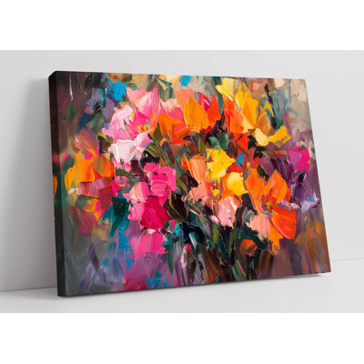 Multi Colour Abstract Bunch of Flowers Canvas Wall Art Picture Print