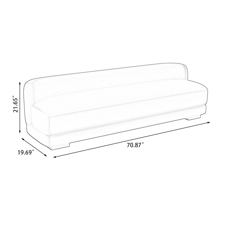 Banc rembourré brun, H 21,65 po x l 70,87 po x P 19,69 po