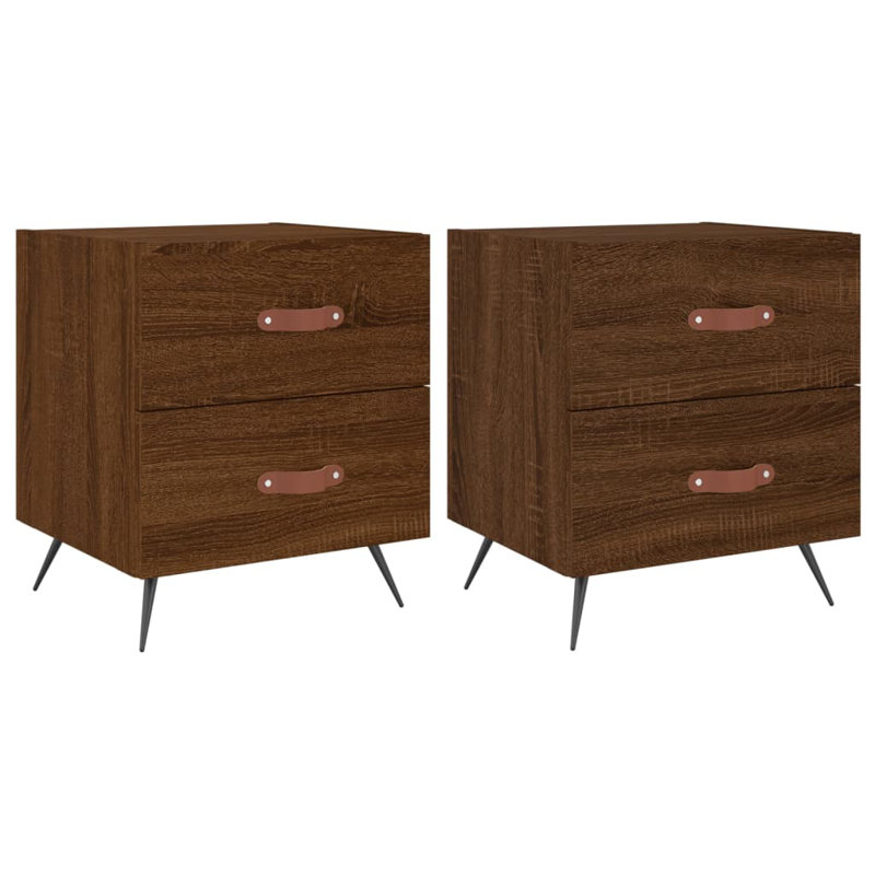 Hilaire 40cm W Iron Bedside Table, Set of 2, Grey Sonoma