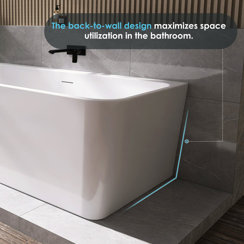 Lilac 67" x 32" Freestanding Acrylic Air Soaking Bathtub in Glossy White with Drain and Overflow