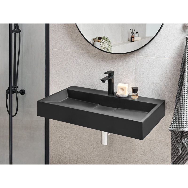 Wall Hung Basin QUENKO, Black, 800cm H x 460cm W x 120cm D, 1
