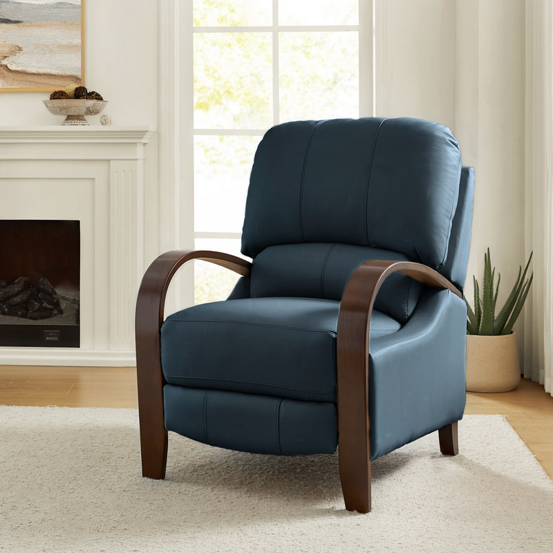Hardge Genuine Leather Manual Standard Recliner, Turquoise 