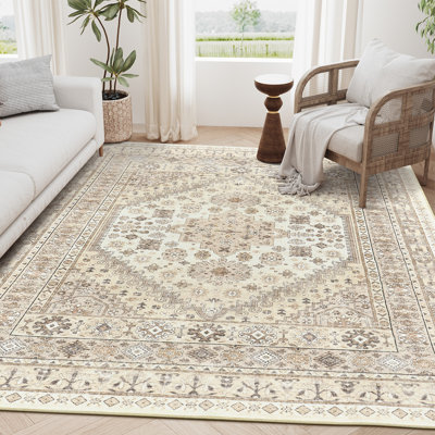 Tapis lavable antidérapant Medallion (crème)