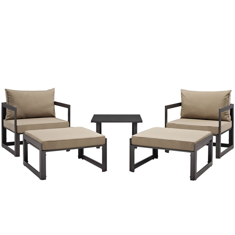 Ensemble de canapé modulaire d'extérieur 5 pièces Fortuna Fortuna, Brun, Moka