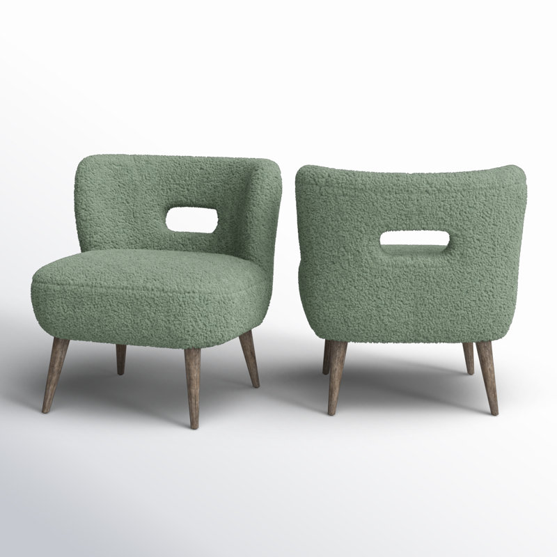 Chaise d'appoint rembourrée en bois Corinne, Polyester sauge