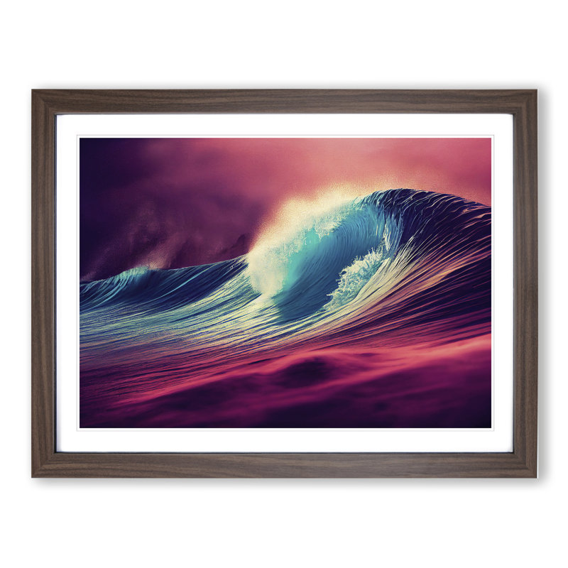 XH1022-2251X Colourful Wave Vol.1 - Single Picture Frame Print, Walnut Framed, 46cm H x 64cm W x 2cm D