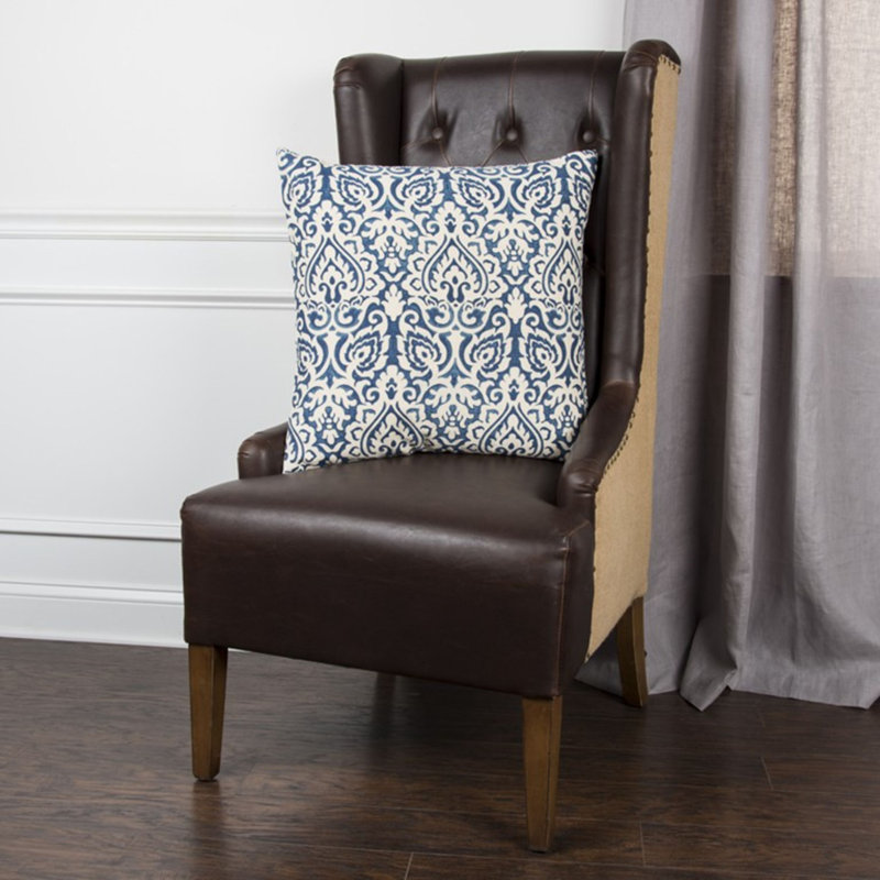 Coussin décoratif en coton 22 po or et blanc, Bleu marine