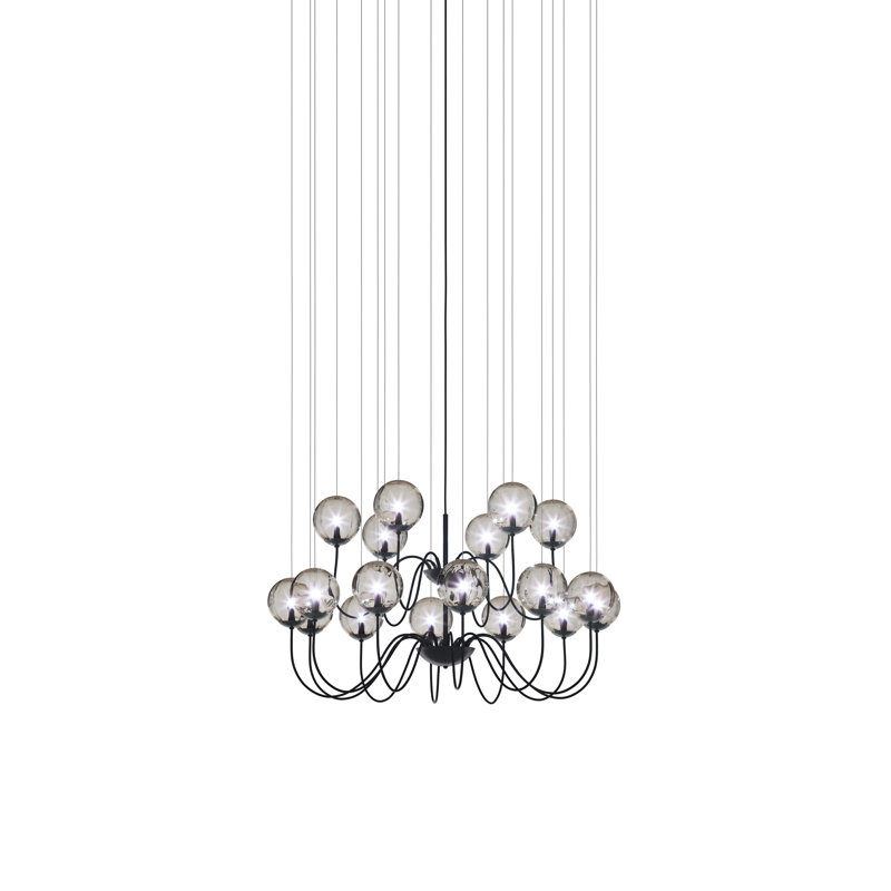 Puppet 18 - Light Chandelier, Smoky Transparent, Matte Black