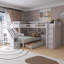 Lit superposé simple en L 118 po avec 3 tiroirs, bureau portable et garde-robe en bois massif 118 po-1205507547