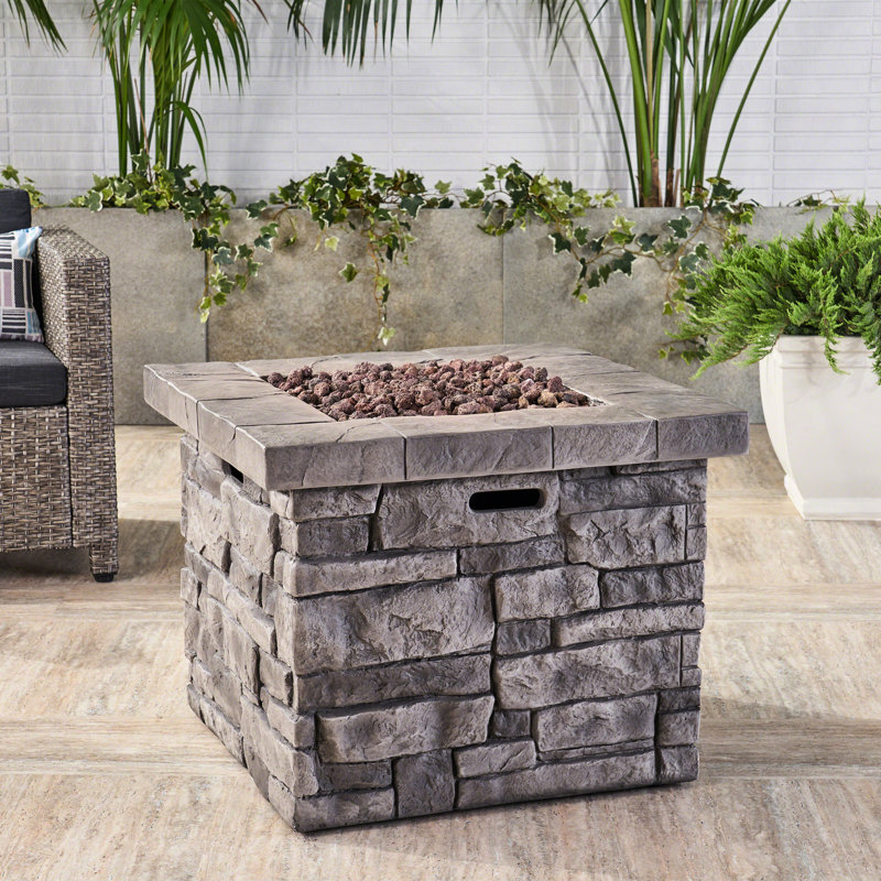 Foyer carré 30 po gris - 40 000 matériaux. Profitez de nuits douillettes dans votre cour au propane dans votre cour, gris. Aucun assemblage requis. Oxyde de magnésium pour une utilisation durable dans les jardins
