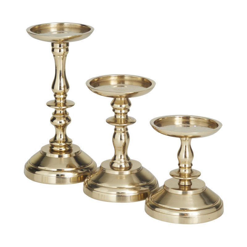 Chandelle de table en aluminium 3 pièces, Or