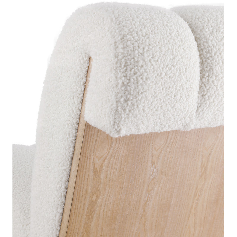 Chaylee Upholstered Slipper Chair, Brown, Cream Faux Sheepskin