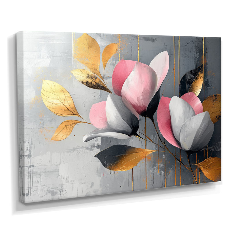 Medders - Floral Large Wall Art, H 34 po x l 44 po, Toile tendue sur cadre, Ne s’applique pas