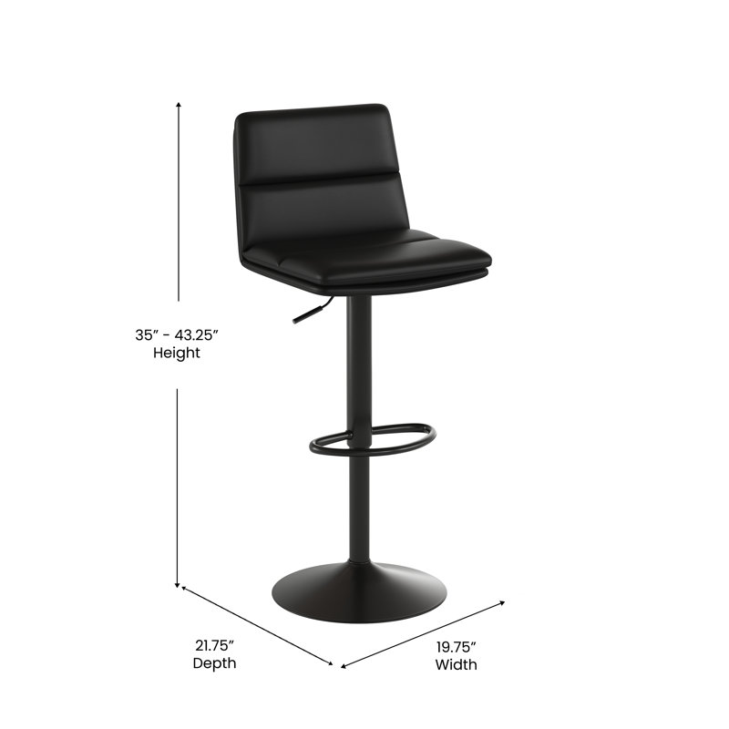 Yarisel Commercial Armless Adjustable Height Barstools, Black
