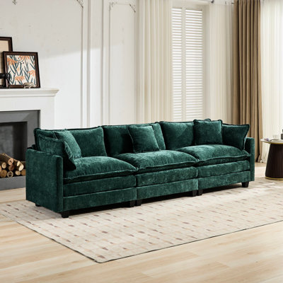 3 - Seat Cloud In Chenille, Ergonomic Design, Breathable, For Bedroom And Living Room With Double Layer Cushion, , American Style, Quick To Assemble