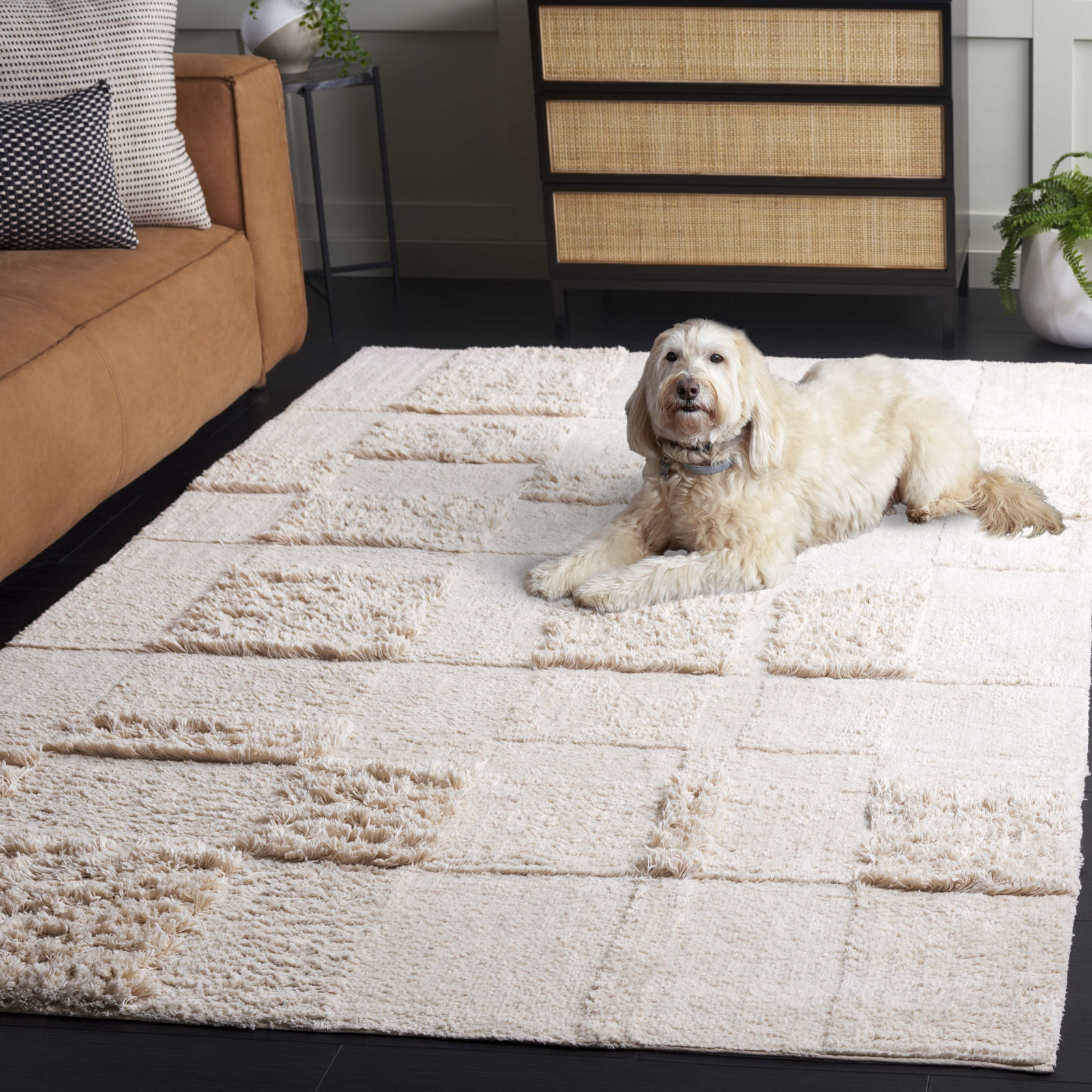 Thenuk Washable Hand-Tufted Geometric Rug, Rectangle 5' x 8'