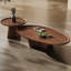 Table à thé ovale en bois massif