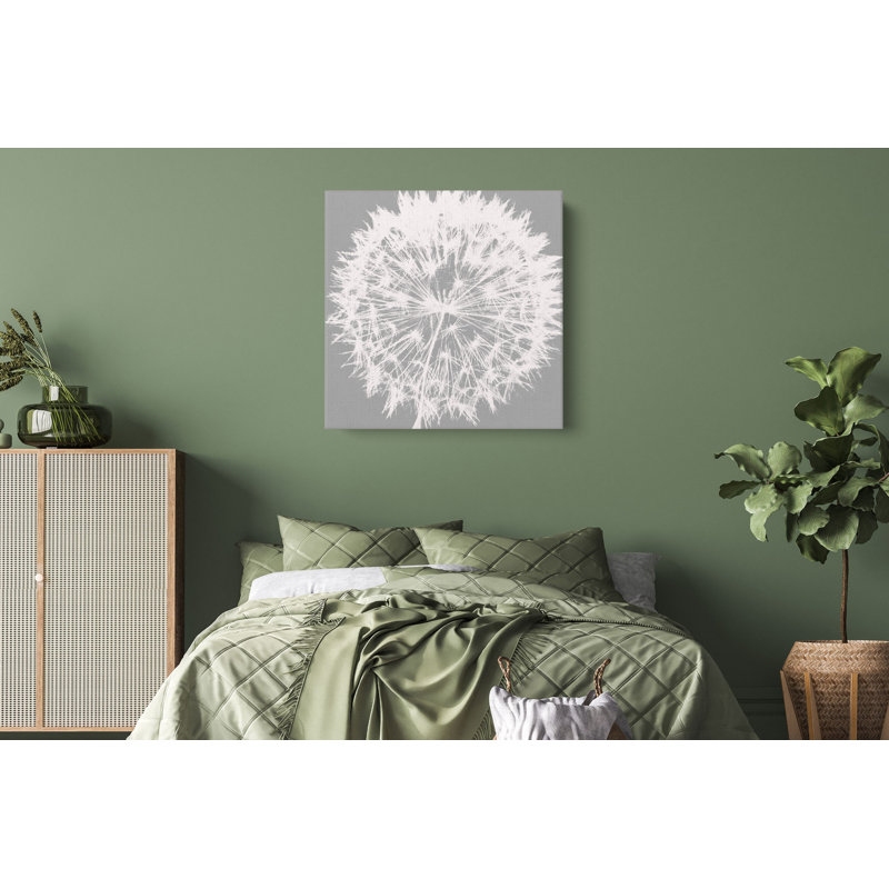 «Dandelion 7» par Irena Orlov, reproduction d'art sur toile tendue à motif floral blanc et gris, H 24 po x l 24 po x P 2 po
