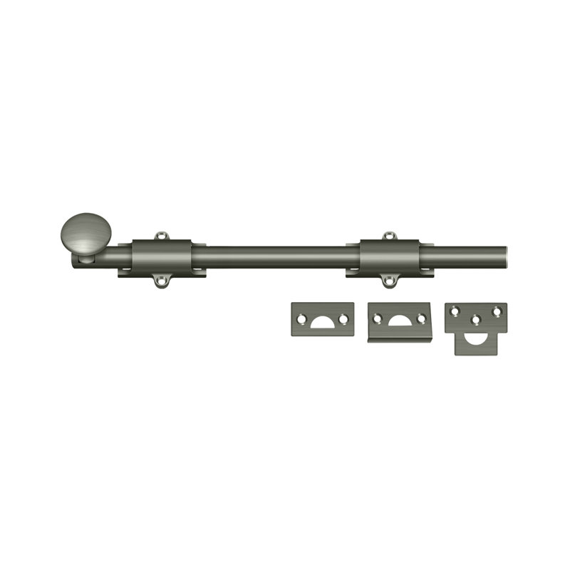 Boulon de surface 12 po Deltana 12SB15A; robuste; finition nickel antique, Nickel antique