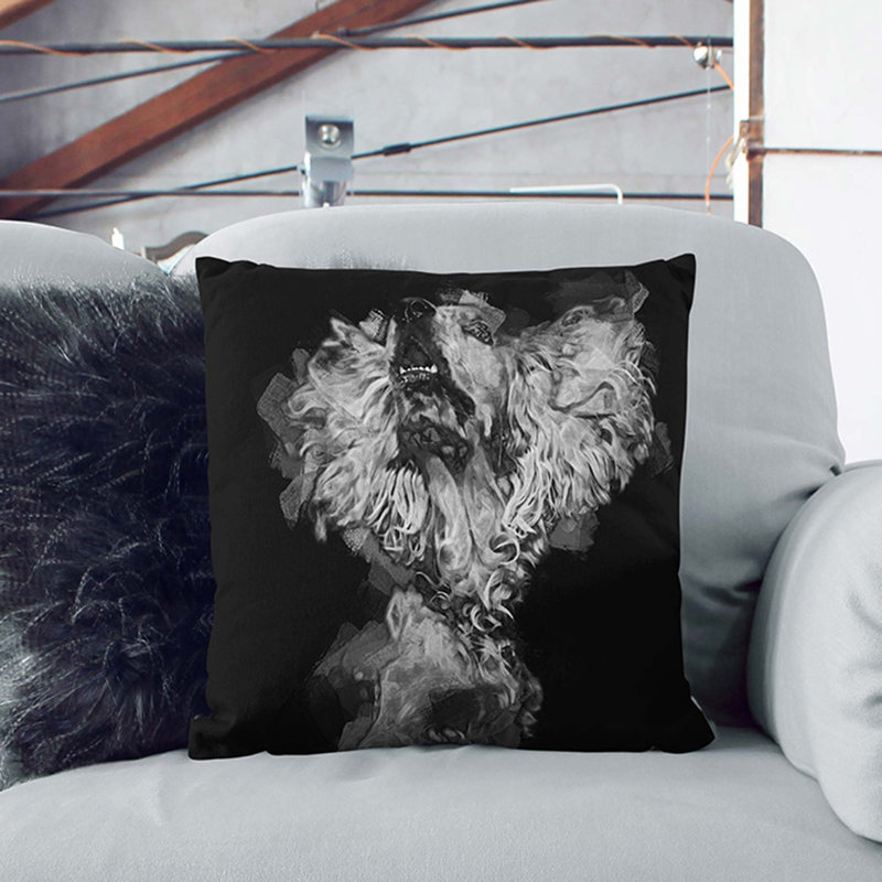 Cocker Spaniel In Abstract Square Throw Cushion, 40 x 40 cm, Black