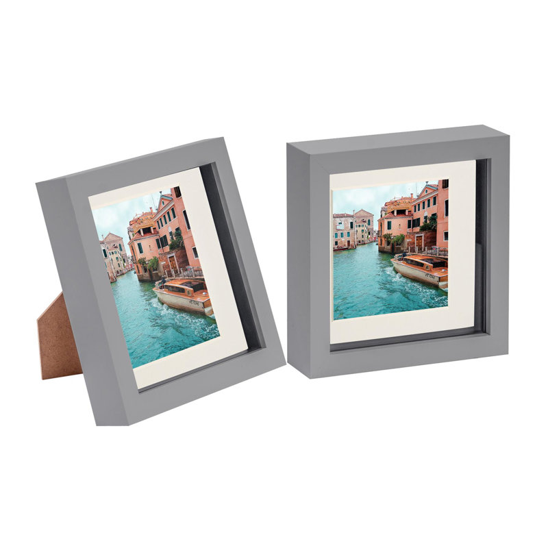 3D Box Photo Frames Mounts, 4" x 4", Ivory