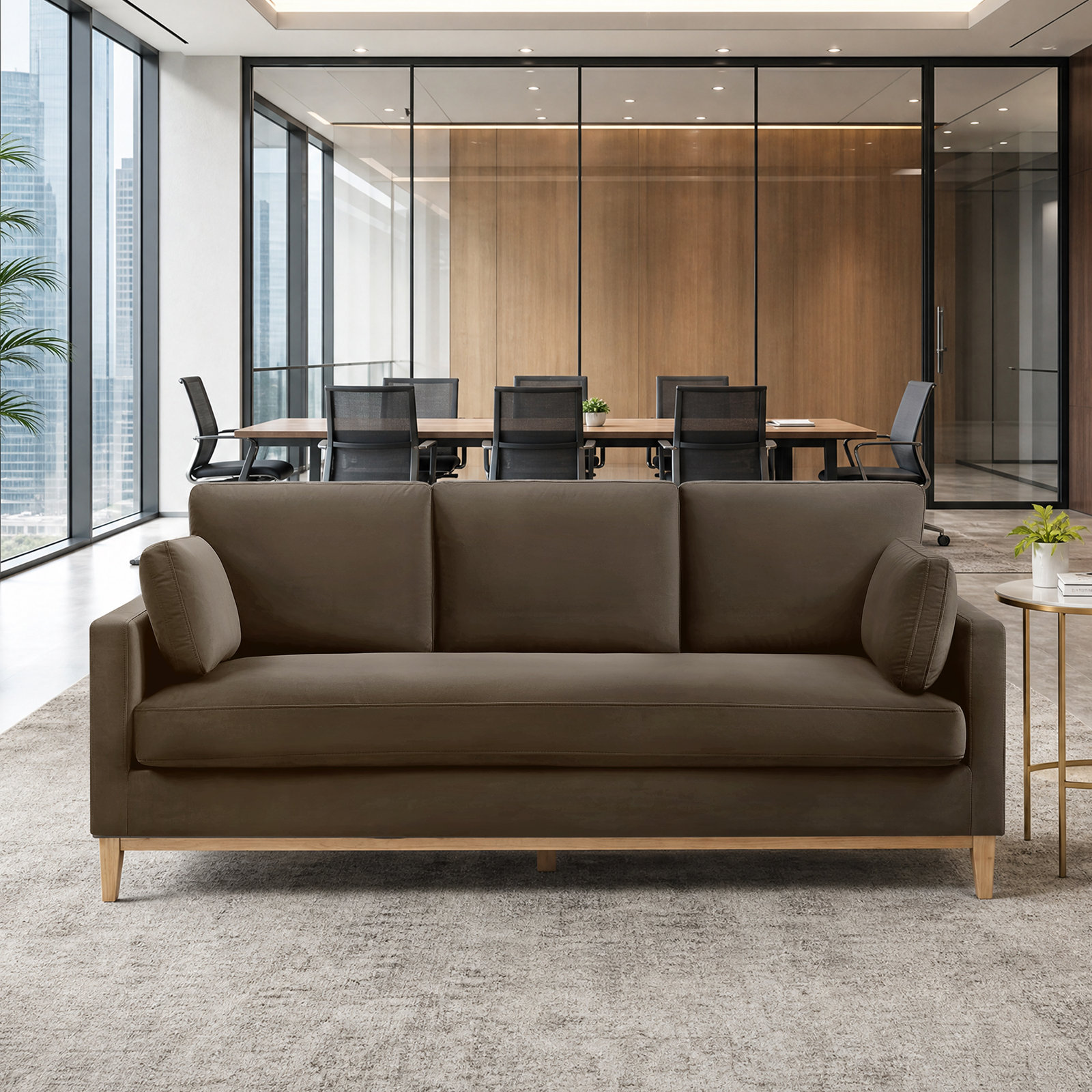 Ombra 84" Velvet Sofa, Espresso