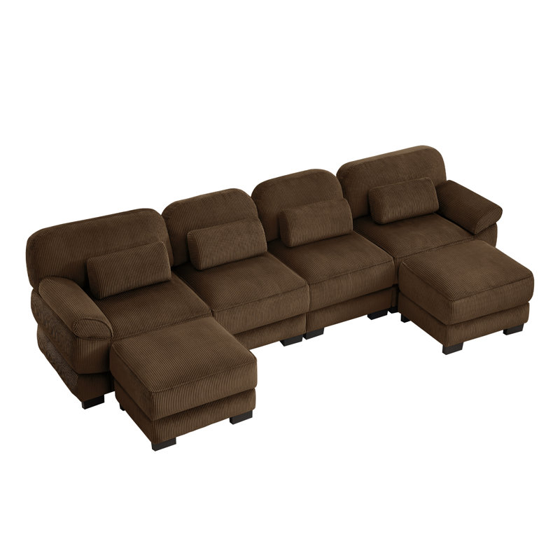 Canapé modulaire en L surdimensionné en forme de L Cloud Couch, canapé 4 places avec repose-pieds, coussins de siège épais et confortables, tissu en velours côtelé respirant