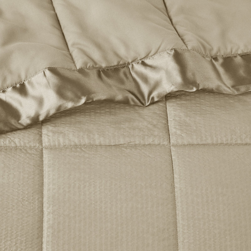 Taupe Twin Oversized Down Alternative Blanket with Satin Trim