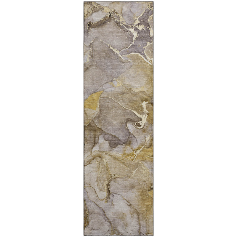 Premium Machine Washable Cerrito AMF500 Taupe Rug, Runner 2'3" x 7'6"