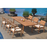 8 Seats 9 Pcs Grade-A Teak Wood Dining Set: 94" Double Extension Rectangle Table And 8 Vellore Stacking Arm Chairs #01Vlk