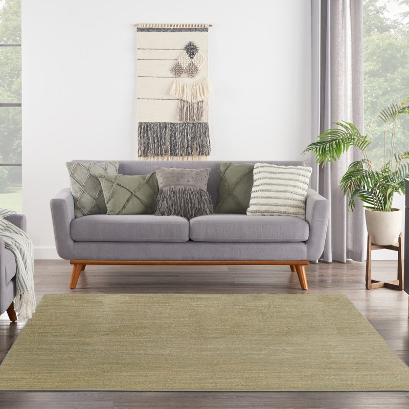 Tapis intérieur / extérieur vert / or Nourison Essentials, Carré 7 pi