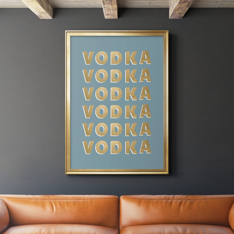 45_Vodka toile encadrée de qualité supérieure, Or, H 42,5 po x l 30,5 po x P 1 po