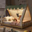  Lit double avec tente et cadre en MDF convertible léger, blanc-1764594819-1764594818