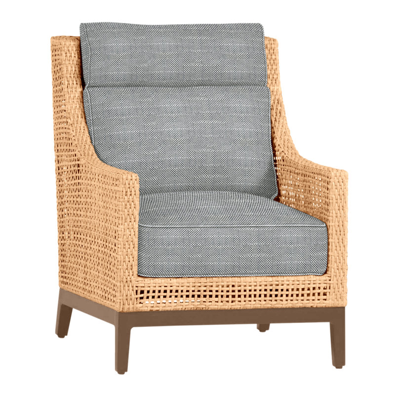 Peninsula Woven Lounge Chair, Welt + Standard fill, Rollo Silver, Light Raffia/Natural Sandalwood