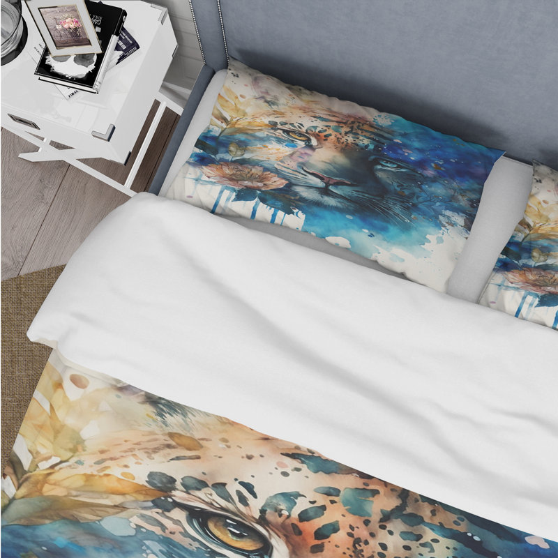 Portrait de tigre avec fleurs II - Ensemble de housse de couette tigre, Housse de couette très grand et 2 très grandes t