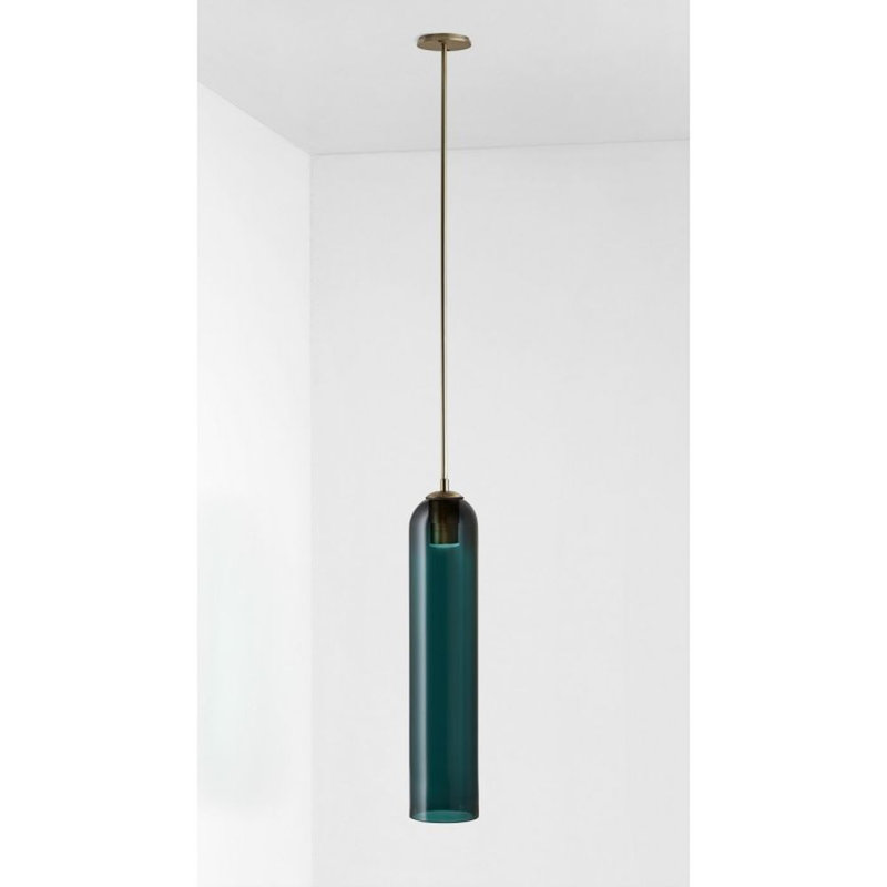 Deliguori Chandelier, 34" H x 12" W x 12" D, Amber, Black Brass