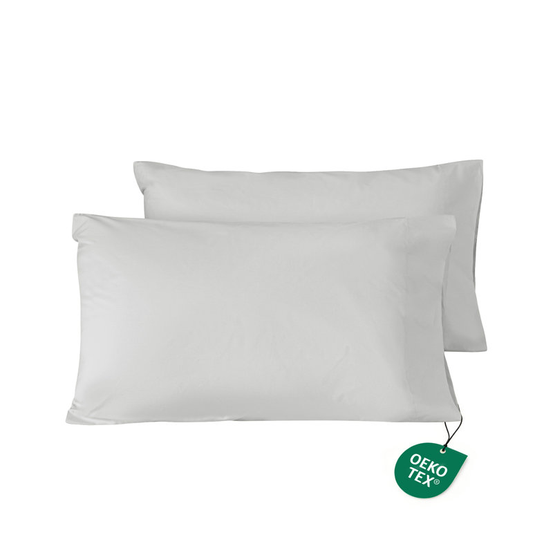 Ensemble de taies d'oreiller 100% coton 250TC Percale, Taie d'oreiller très grande, Gris tourterelle
