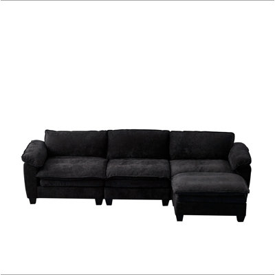 Living Room Furniture Sofa Luxury Couch with Ottoman Soft Chenille Upholstered L Shape Sofa