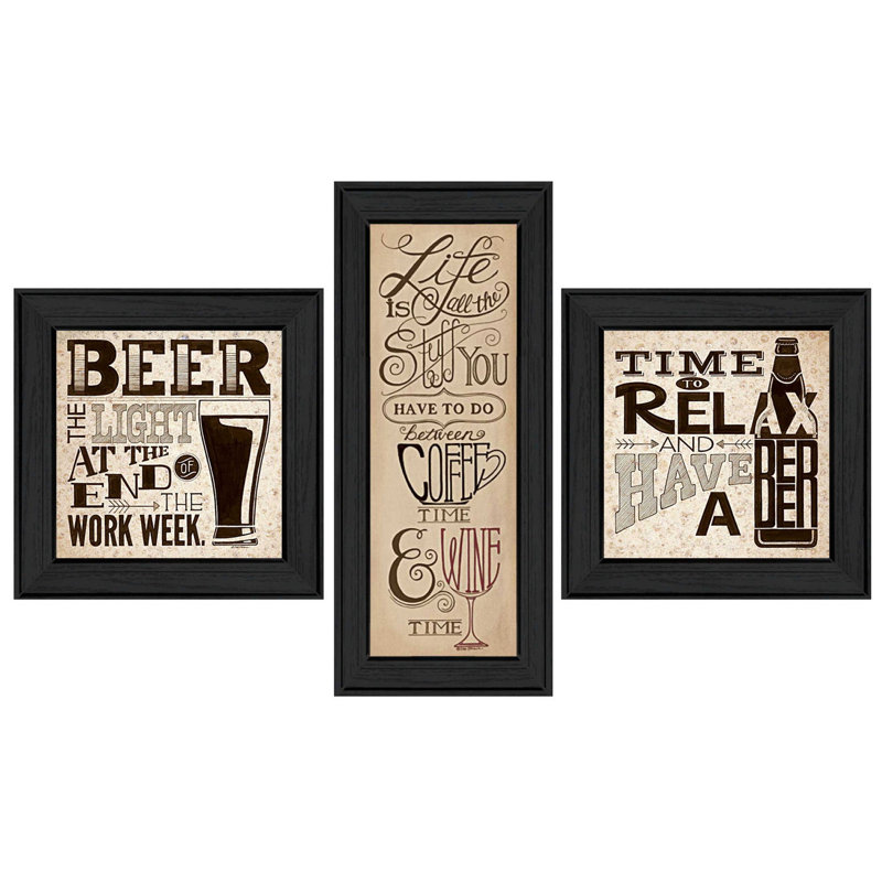Décoration murale encadrée 3 pièces Beer Time par Deb Strain