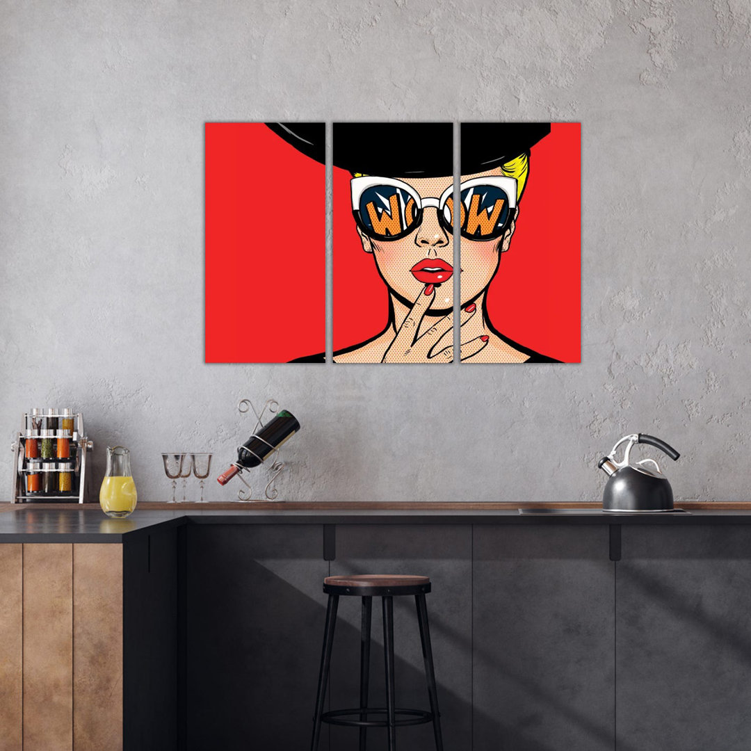 Pop Art Thinking Woman In Black Hat In Glasses.Wow Female Face.Saxy Amazed Yong Girl With Open Mouth by Depositphotos - ...