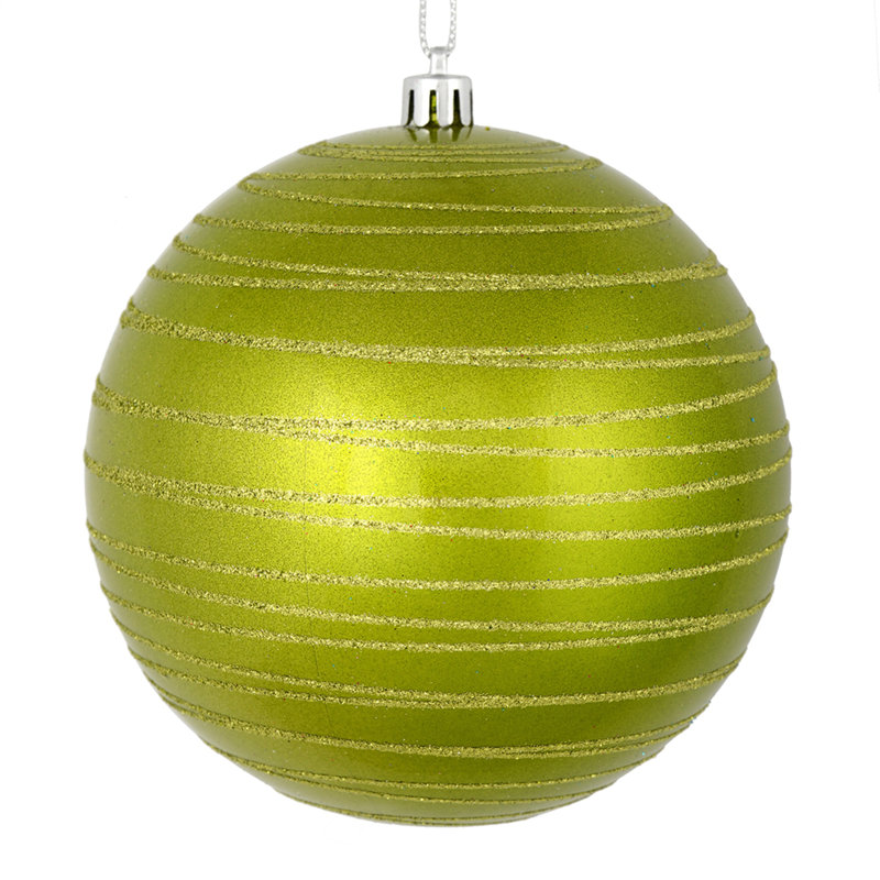Ornement boule rayée bonbon, H 4,75 po x l 4,75 po x P 4,75 po, Émeraude