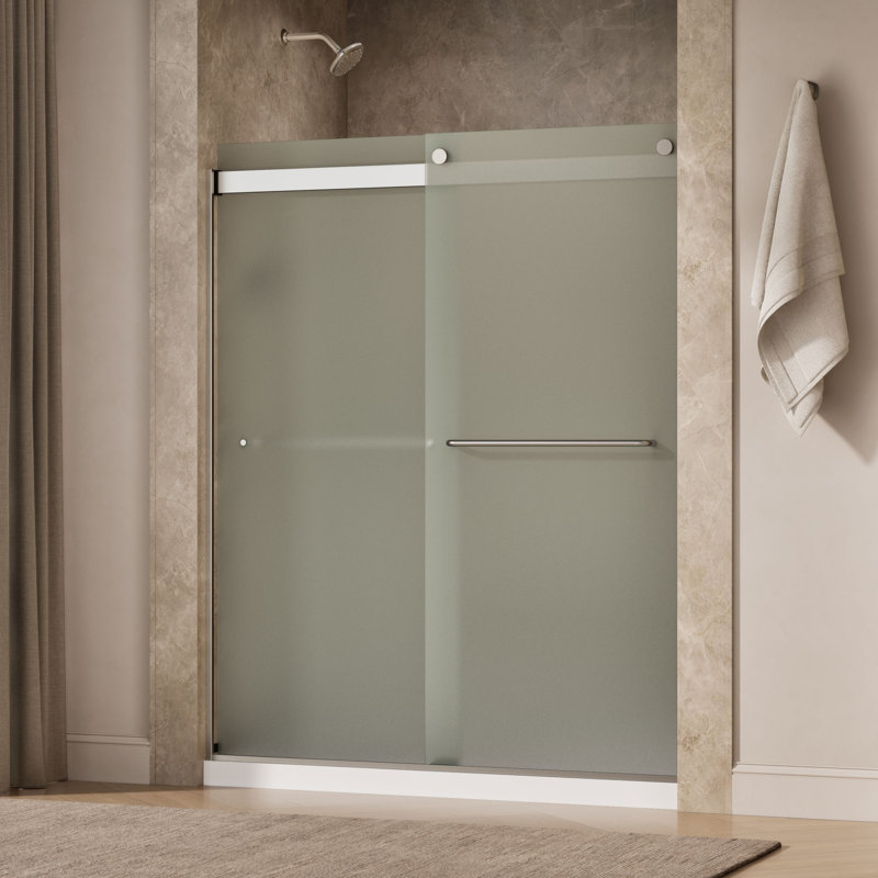 Levity 59.63" x 74" Bypass Shower Door with CleanCoat Technology, Matte Nickel, Frosted