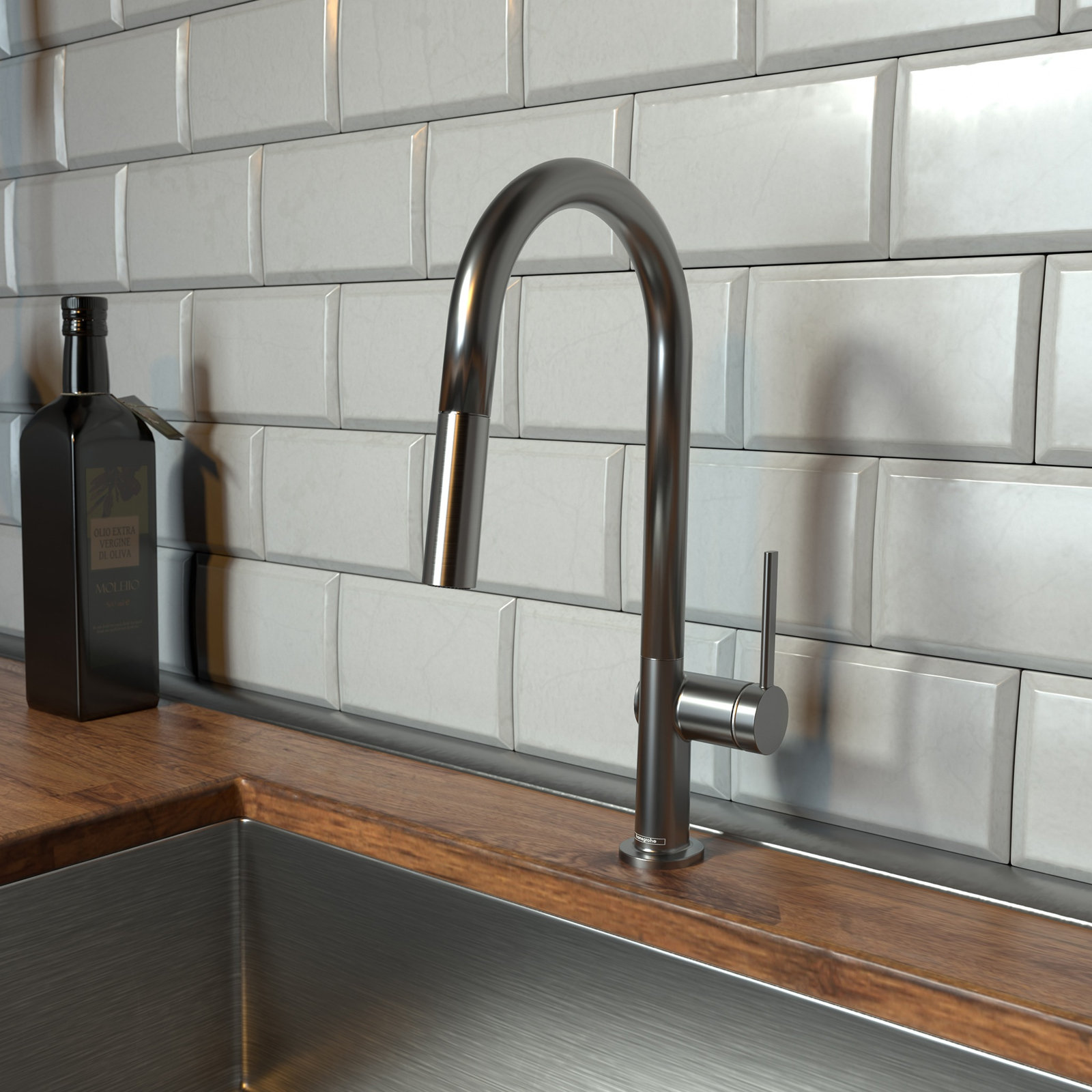 Hansgrohe Talis N A-Style Pull-Down Faucet, Brushed/Black/Chrome