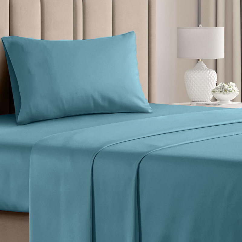  Ensemble de draps en rayonne de bambou 4 pièces Premium Luxury, Ensemble de draps pour taille de lit simple TG ave, Sarcelle