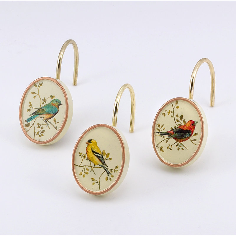 Gilded Birds Bath Shower Curtain Hooks