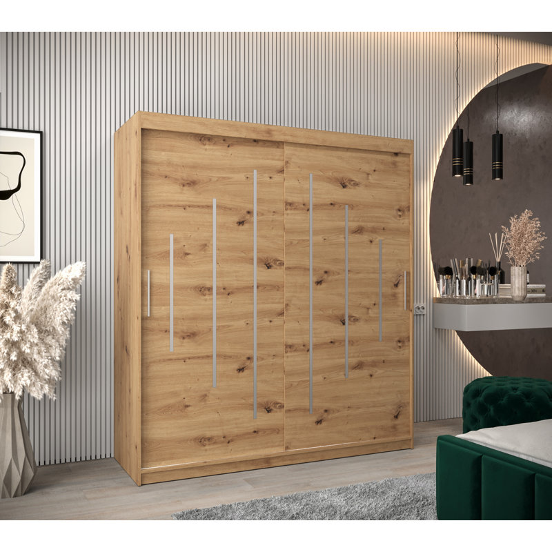 Asfiya 2 Door Manufactured Wood Wardrobe, Artisan Oak