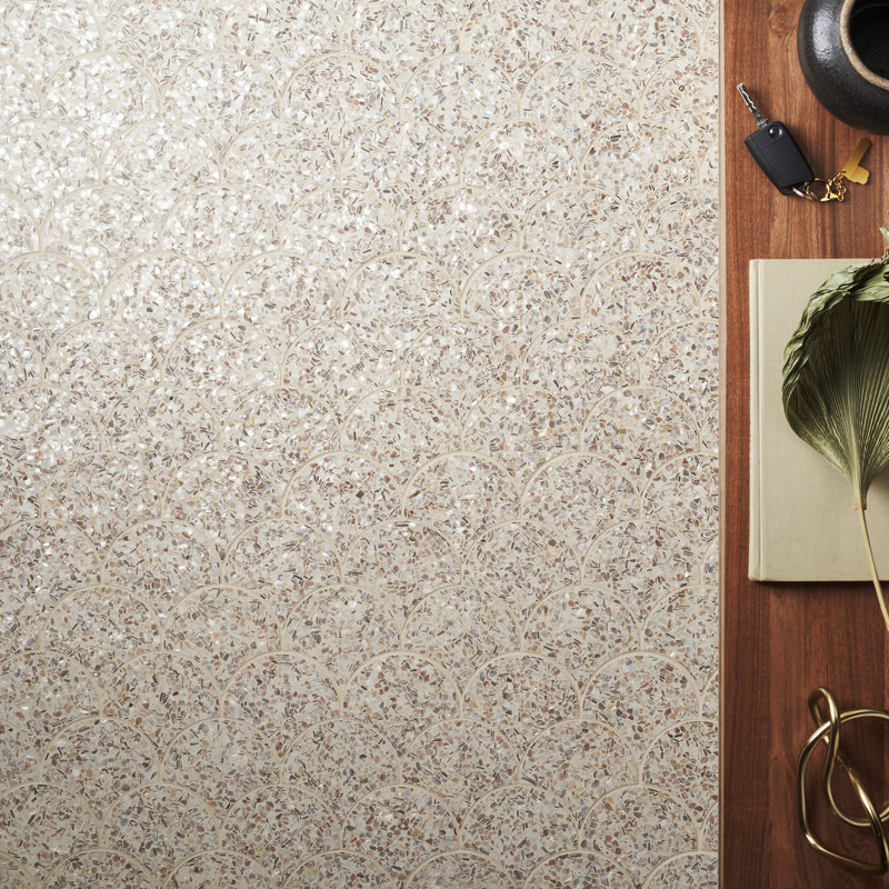 Carreau de mosaïque pour mur et plancher en terre cuite et perle Shoal, Perle crème