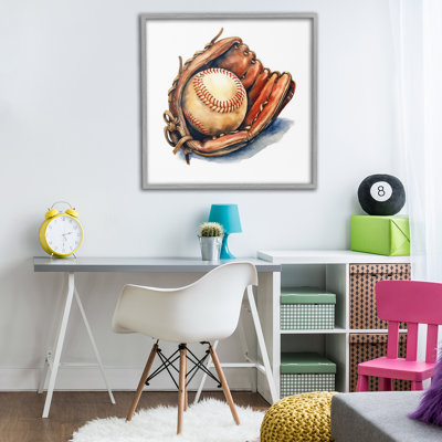 Glove & Ball in Leather Framed Giclee, design by Creative Studio